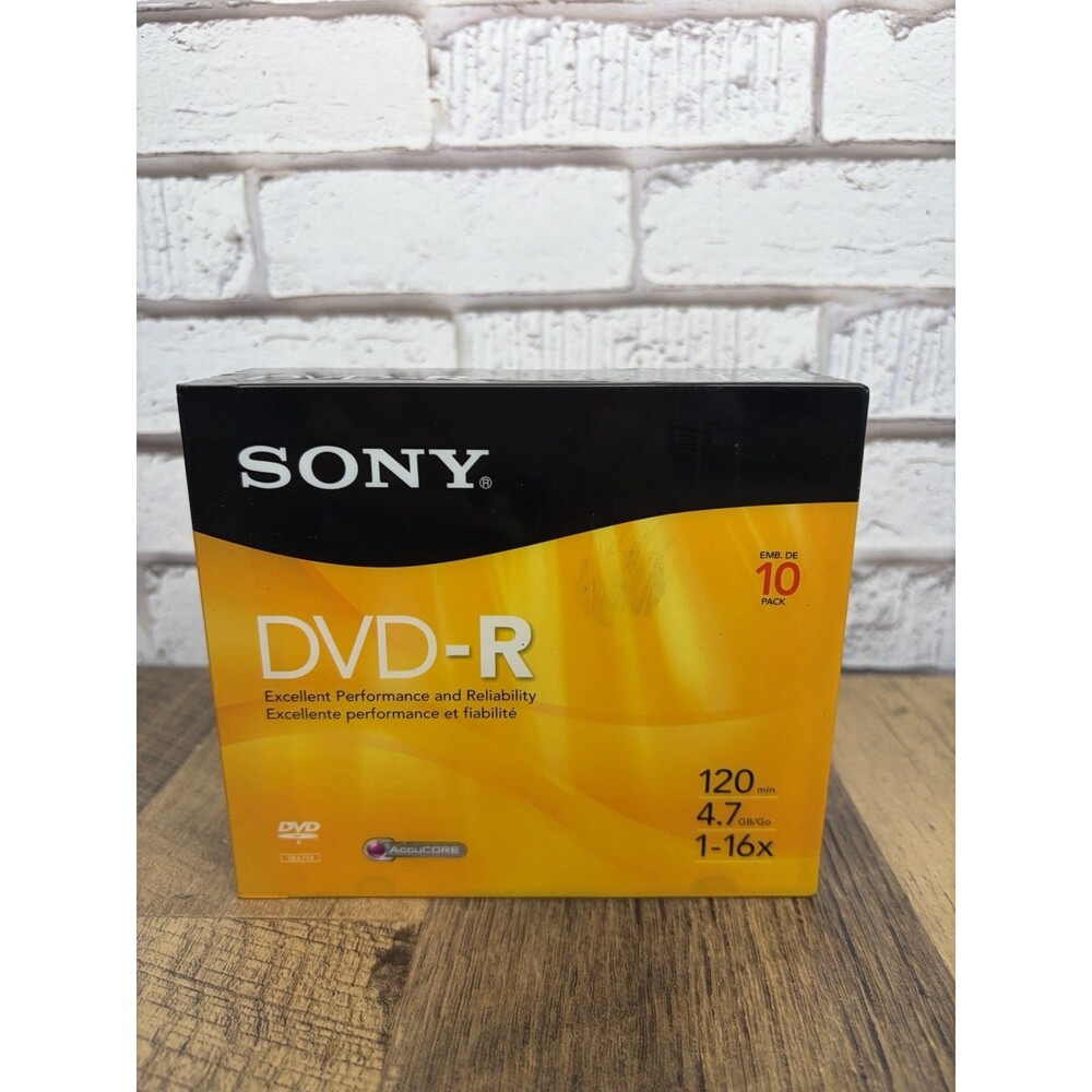 Sony DVD-R DVD Recordable DISC 10 Pack 120 Min 4.7 GB 1-16X NEW Sealed